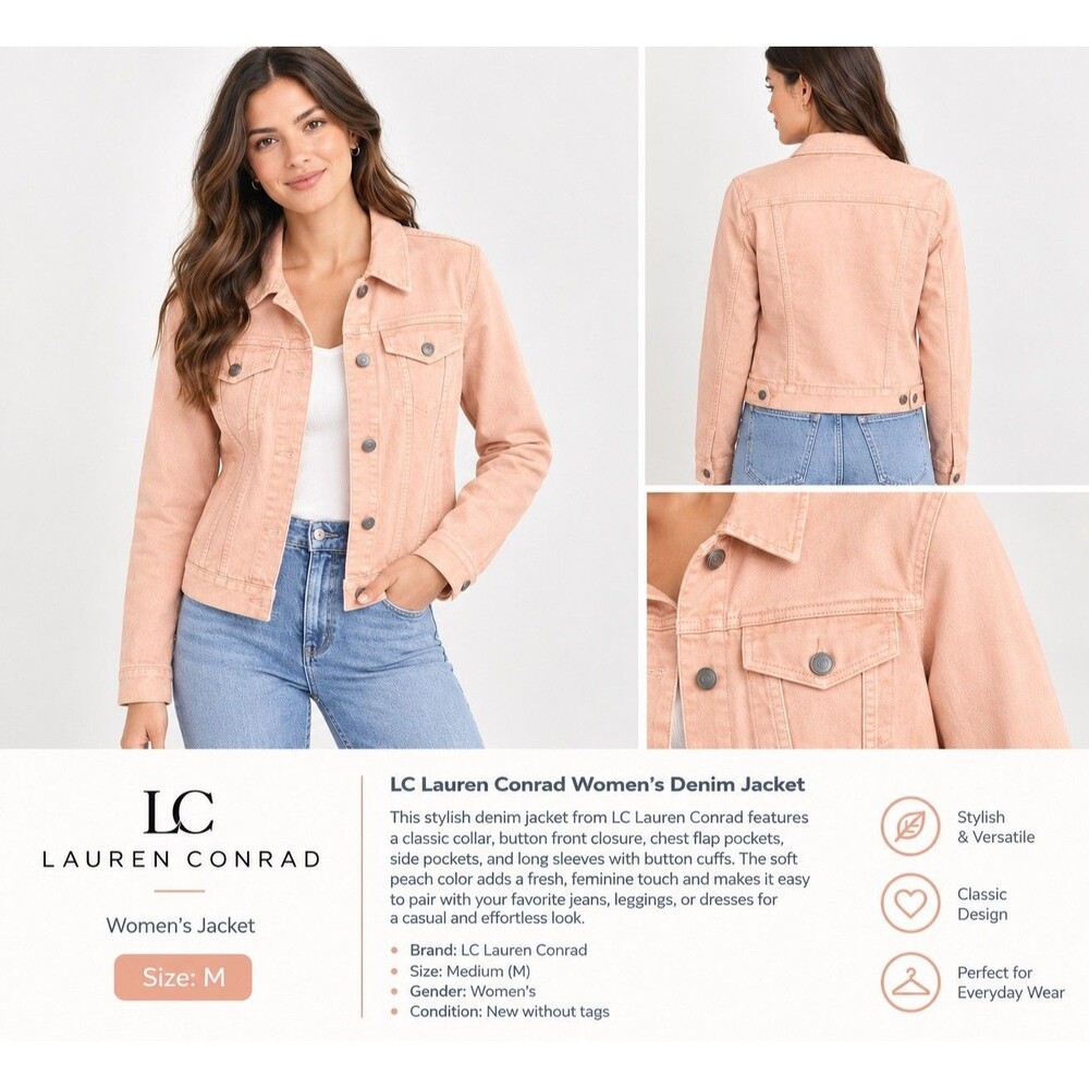 LC Lauren Conrad Womenβs Button-Front Utility Jacket NWOT Size M